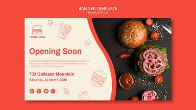 Horizontal Banner for Burger Restaurant – Free Download