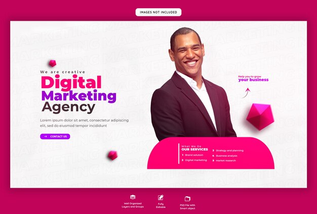 Digital Marketing Agency and Corporate Web Banner Template | Free to Download