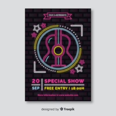 Neon Music Festival Poster Template – Free Download