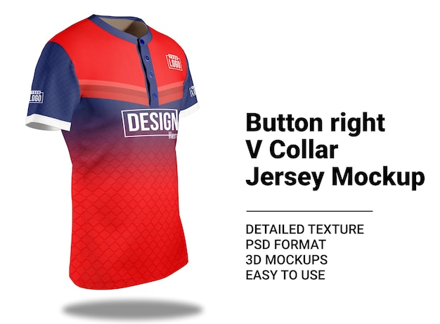 Button Front V Collar Jersey Mockup – Free Download