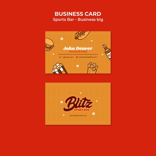 Horizontal Business Card Template for Sports Bar Enthusiasts – Free Download