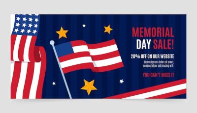 Memorial Day Sale Horizontal Banner Template – Free to Download