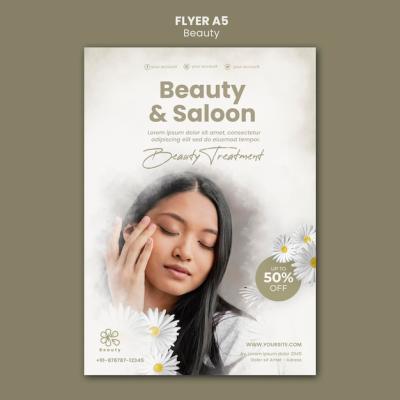 Beauty and Spa Flyer Template Featuring Woman and Chamomile Flowers – Free Download