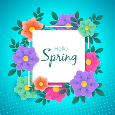 Colorful Spring Background in Paper Style – Free Download