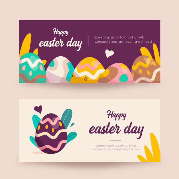 Flat Easter Day Banners – Free Download for Stunning Designs