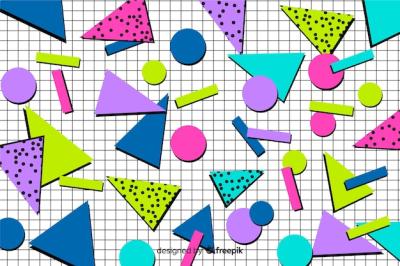 80’s Geometric Background in Vibrant Colors – Free Stock Photo for Download