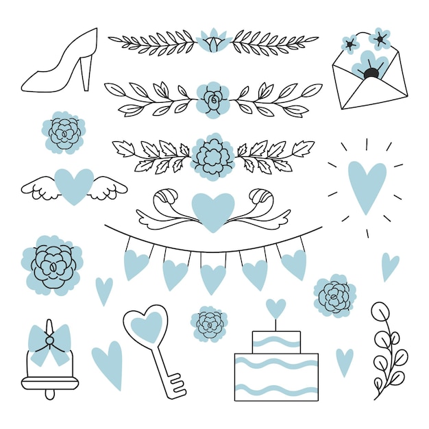 Hand Drawn Wedding Ornaments Collection – Free Stock Photos for Download