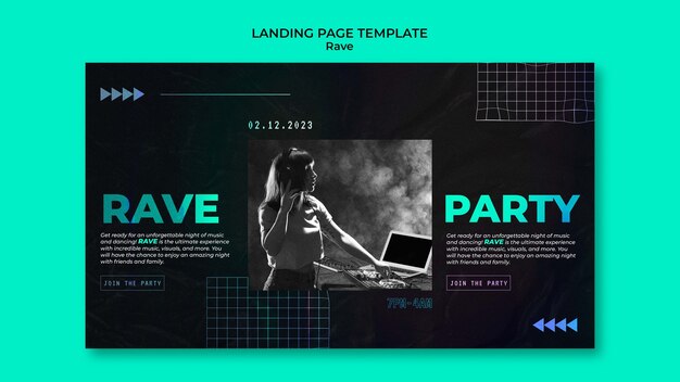 Landing Page Template for Rave Party – Free Download