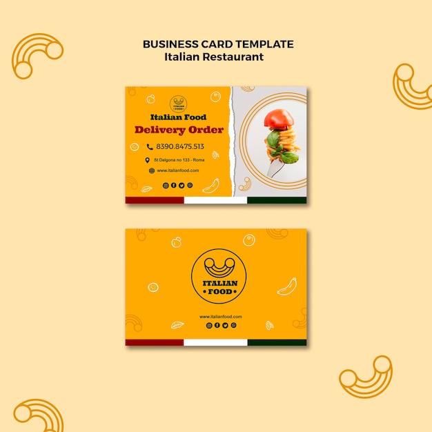 Italian Restaurant Business Card Template – Free Download