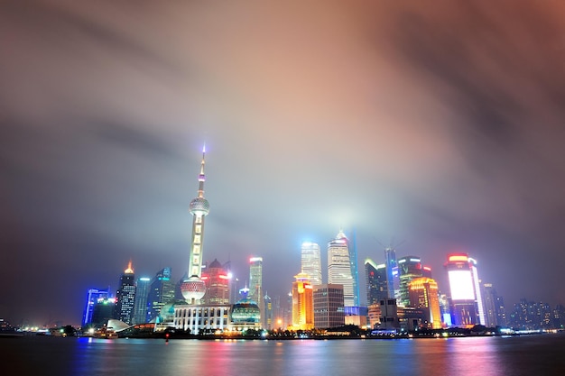 Shanghai City Skyline at Night Over Huangpu River – Free to Download