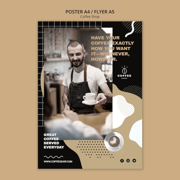 Poster Template Concept for Coffee Shop – Free Download