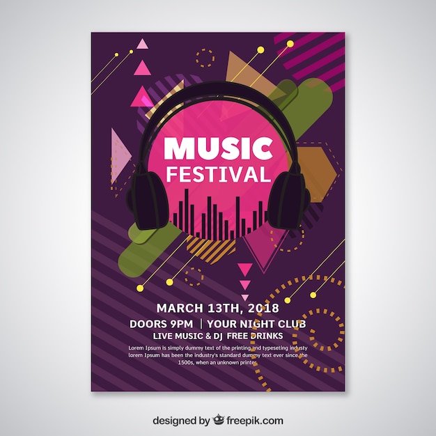 Music Festival Flyer Template in Memphis Style – Free Download