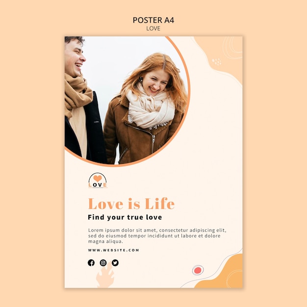 Minimalist Love Poster Design Template – Free Download