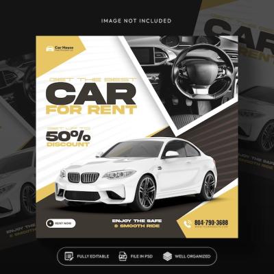 Automotive Social Media Banner and Instagram Post Template for Car Rentals and Sales – Free Download