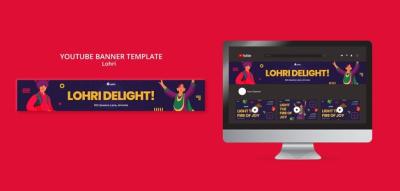 Lohri Celebration YouTube Banner Template – Free Download