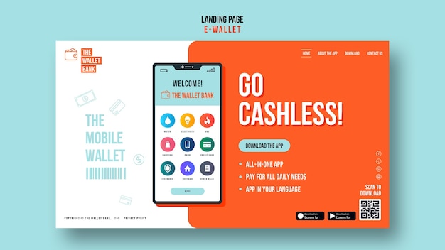 Cashless Landing Page Template | Free Download