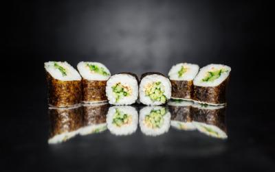 Sushi Roll: Nori, Marinated Rice, Sesame, and Cucumber – Free Download