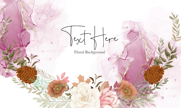 Elegant Autumn Floral Background Featuring Rose and Pine Flower – Free to Download