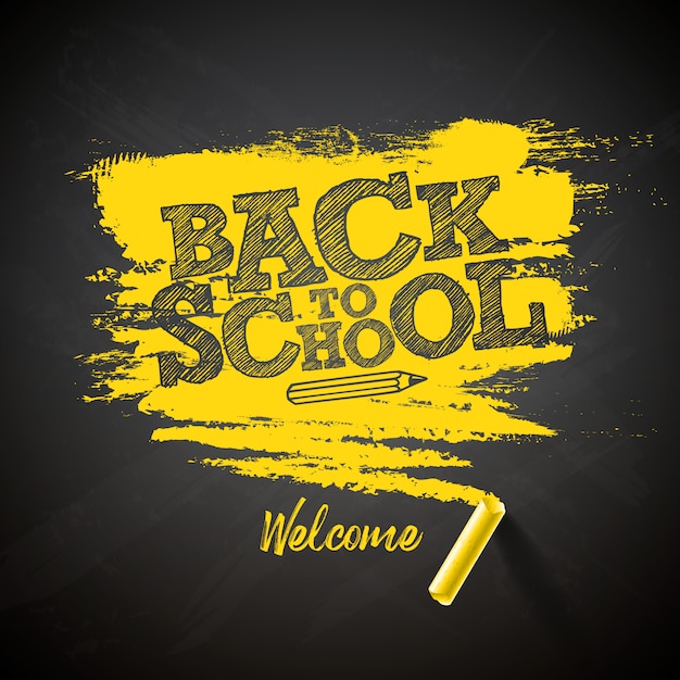 Back to School Lettering & Typography on Black Chalkboard – Free Download