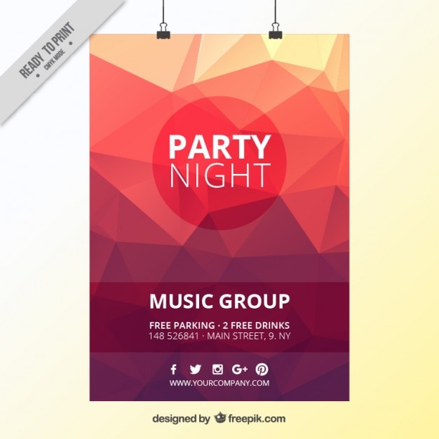 Red Low Poly Party Poster – Free Download, Download Free Stock Photo