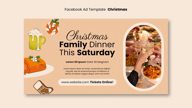 Hand-Drawn Christmas Celebration Facebook Template – Free Download