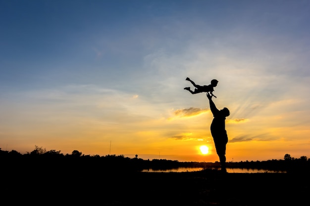 Father and Son Silhouette at Sunset – Free Stock Photo, Download for Free