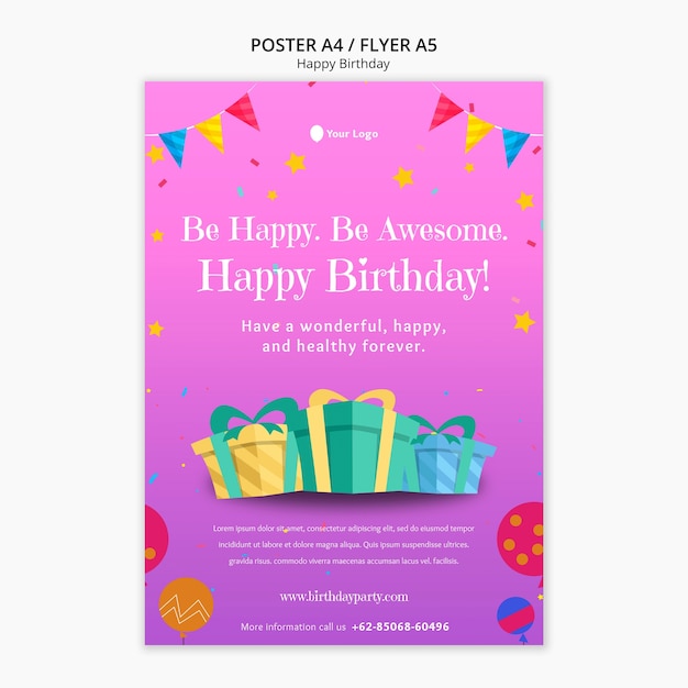 Birthday Party Celebration Poster Template – Free Download, Download Free Stock Photo