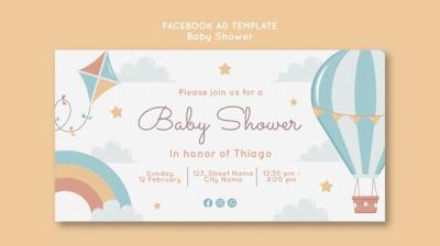 Flat Design Baby Shower Facebook Template – Free Download