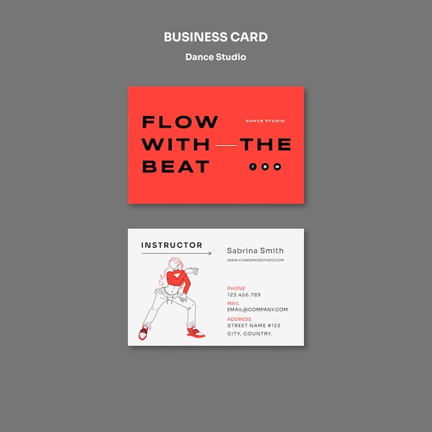 Dance Studio Business Card Design – Free Download