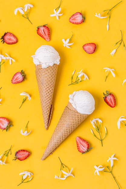 White Vanilla Ice Cream Scoop with Cone – Free Stock Photo, Download for Free