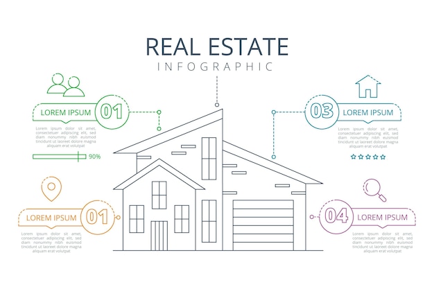 Linear Flat Real Estate Infographic Template – Free Download