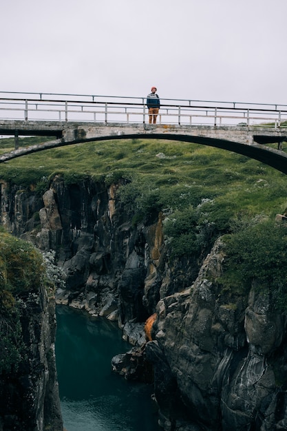 Man Traveler Walking Around Icelandic Landscape – Free Stock Photo, Download Free