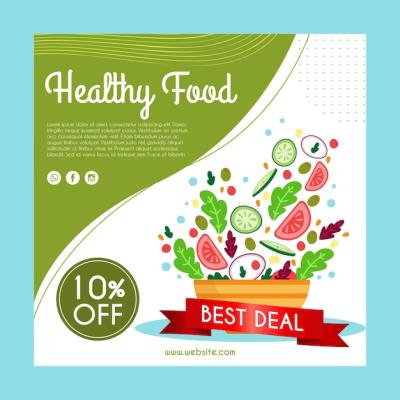 Healthy Food Square Flyer Template for Restaurant – Free Download