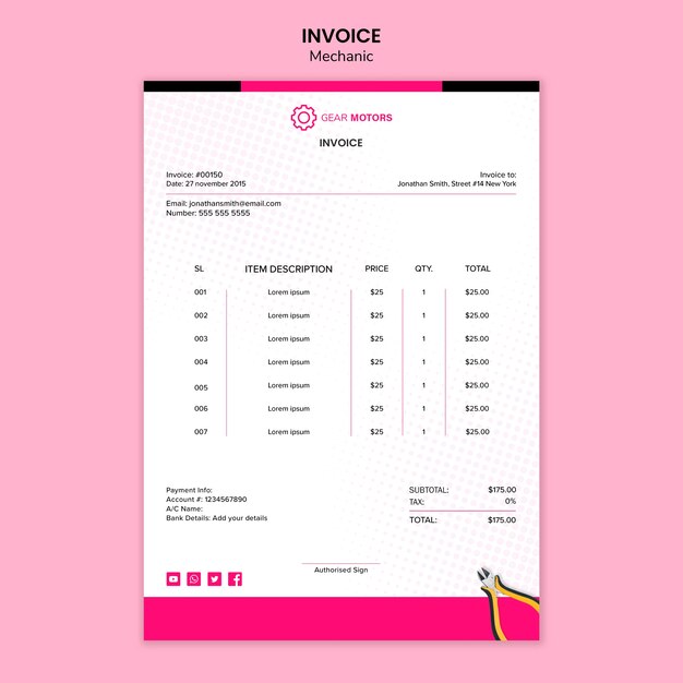 Mechanic Invoice Template – Free Download