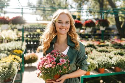 Young Woman in Green Robe Working in Greenhouse – Free Stock Photo Download