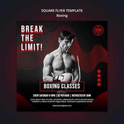 Boxing Square Flyer Template – Download Free Stock Photo