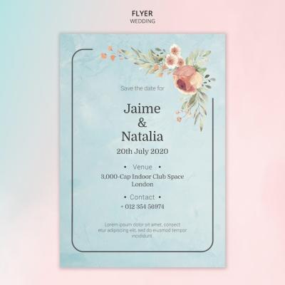 Watercolor Flower Wedding Invitation Flyer – Free Download