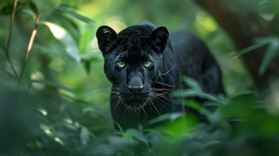 Elegant and Agile Panther Prowling Through Dense Underbrush – Free Download