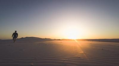 Back View Silhouette of a Runner on the Beach at Sunset – Free Stock Photo, Download for Free