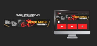 House Music Party YouTube Banner Template – Free Download