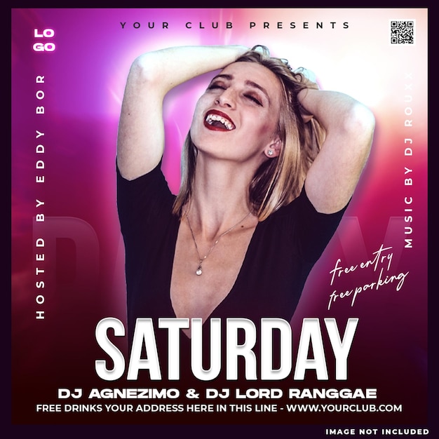 Saturday Party Social Media Design Post – Free Download