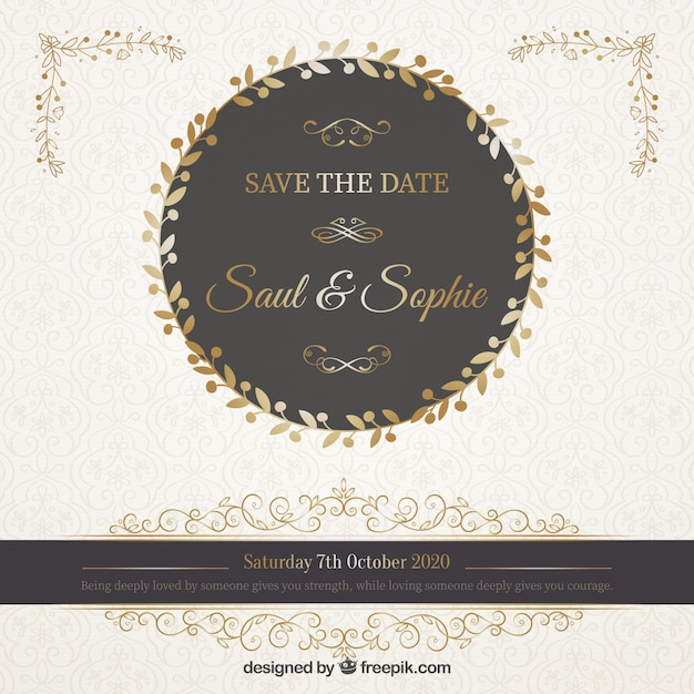 Elegant Wedding Invitation Template with Black Frame – Free Download