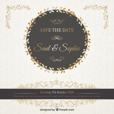 Elegant Wedding Invitation Template with Black Frame – Free Download