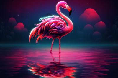 A Flamingo in Water at Night – Free Stock Photo, Download for Free