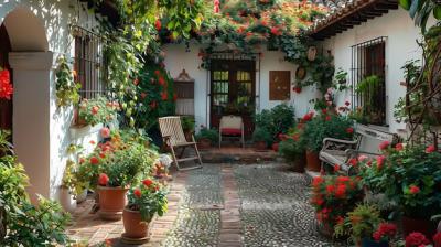 A Wooden Chair in a Traditional Spanish Courtyard – Free Stock Photo for Download