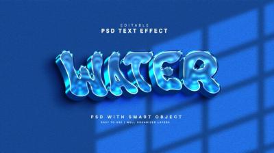 3D Blue Water Text Effect – Free Download