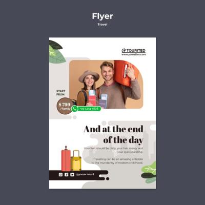 Travel Poster Template Design in Flat Style – Free Download