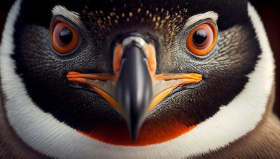 Close-Up of an AI-Generated Animal Head with Beak and Feather – Free Download