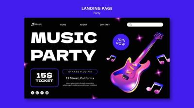 Music Party Landing Page Template – Free Download