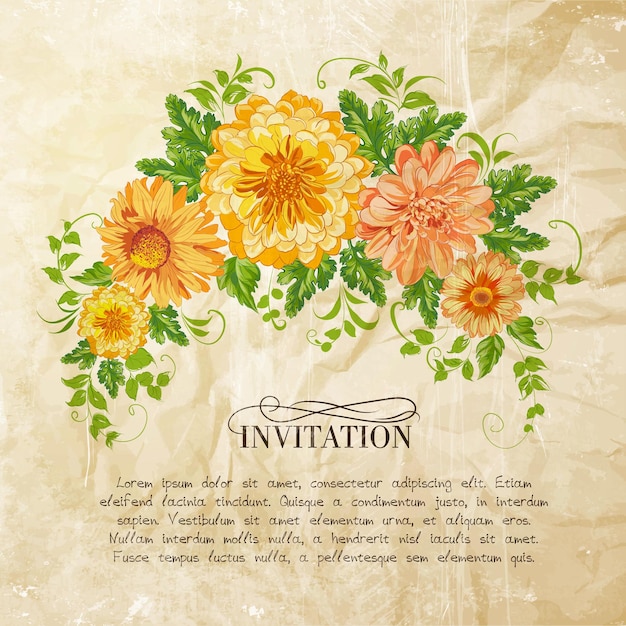 Chrysanthemum Garland Composition Vector Illustration – Free Download